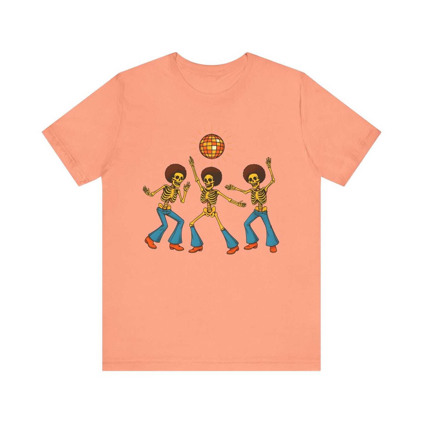 Disco Skeletons Dancing Shirt – Funny Retro 70s Halloween Party Tee