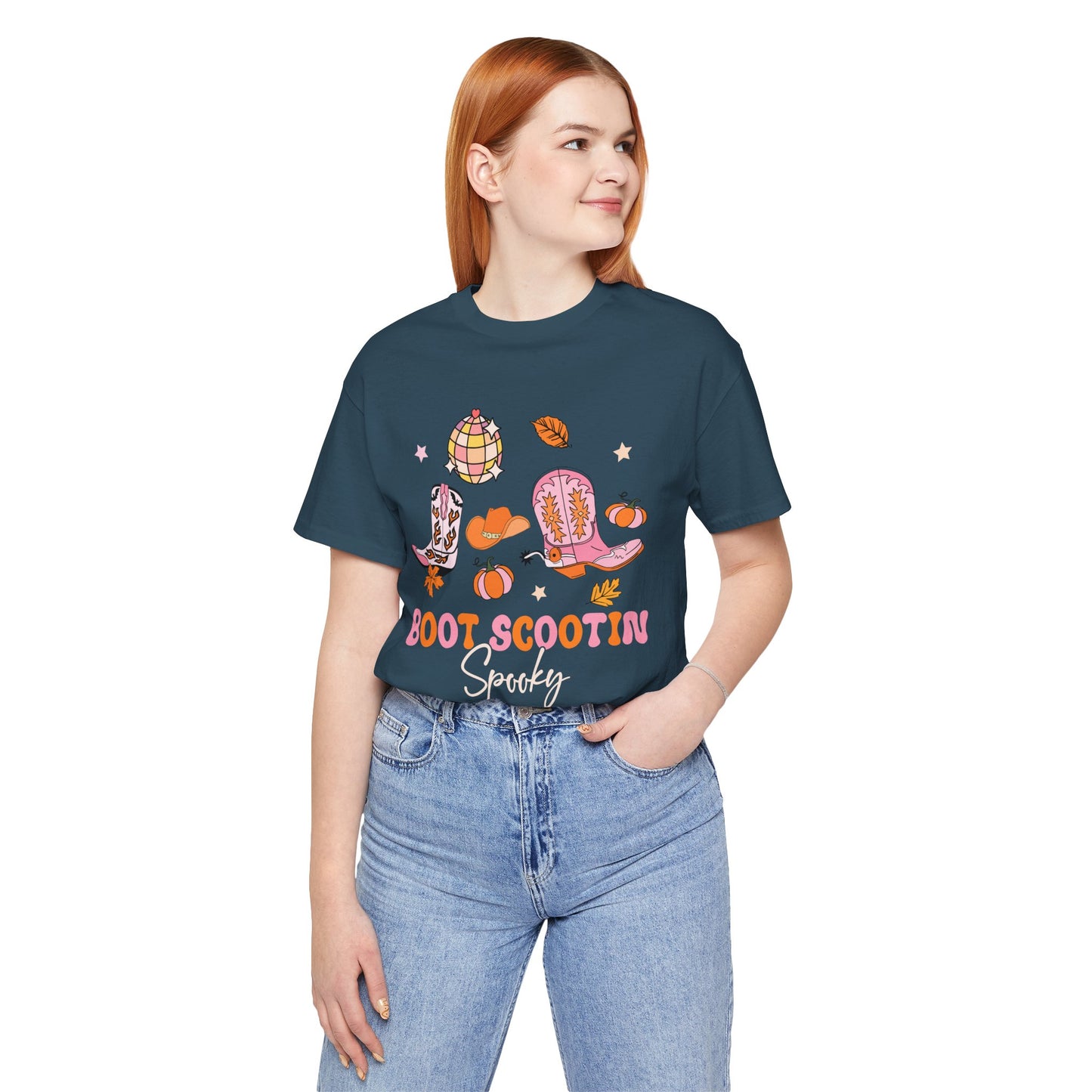Boot Scootin Spooky Howdy Western Halloween Thanksgiving T-Shirt, Retro Cowgirl Fall Tee