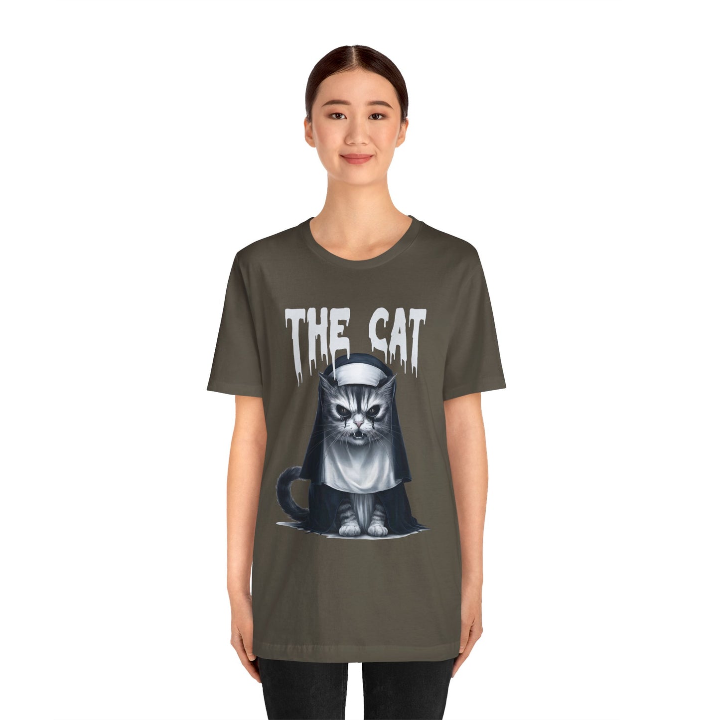 Spooky Cat Nun Halloween Creepy Cat Lovers Spooky Season T-Shirt
