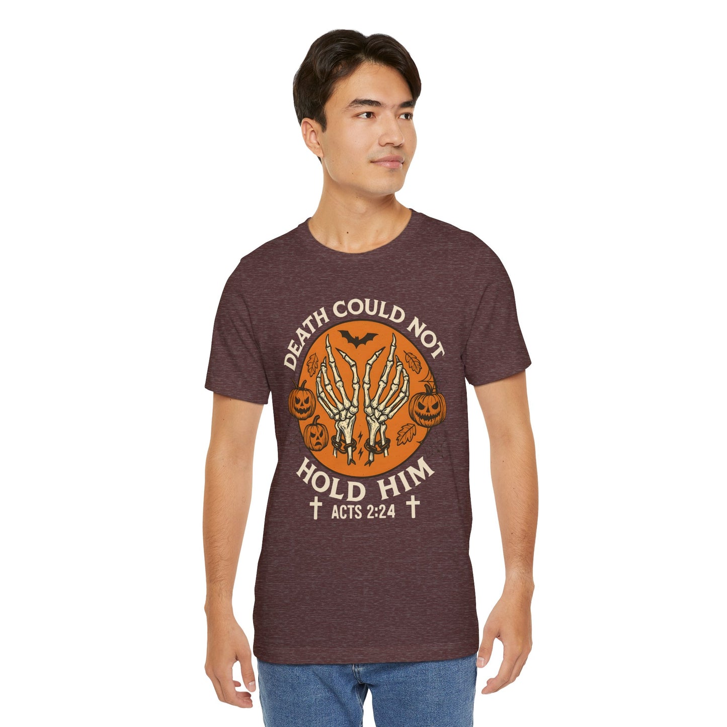 Death Could Not Hold Him Shirt – Christian Skeleton Hands Halloween Tee