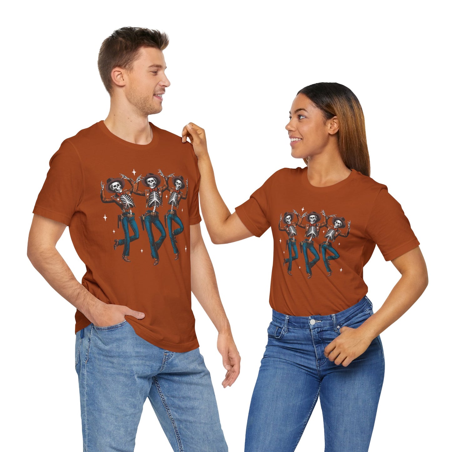 Halloween Western Dancing Skeletons Cowboy Creepy Country T-Shirt