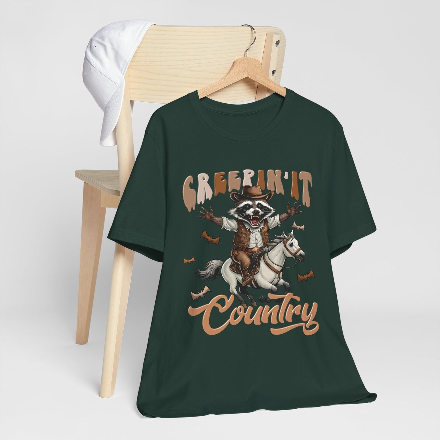 Creepin It Country Creepy Raccoon Halloween Horse Ride Howdy T-Shirt