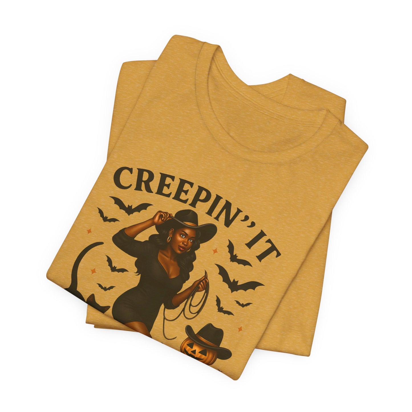 Creepin’ It Country Shirt – Spooky Cowgirl Pumpkin Western Halloween Tee