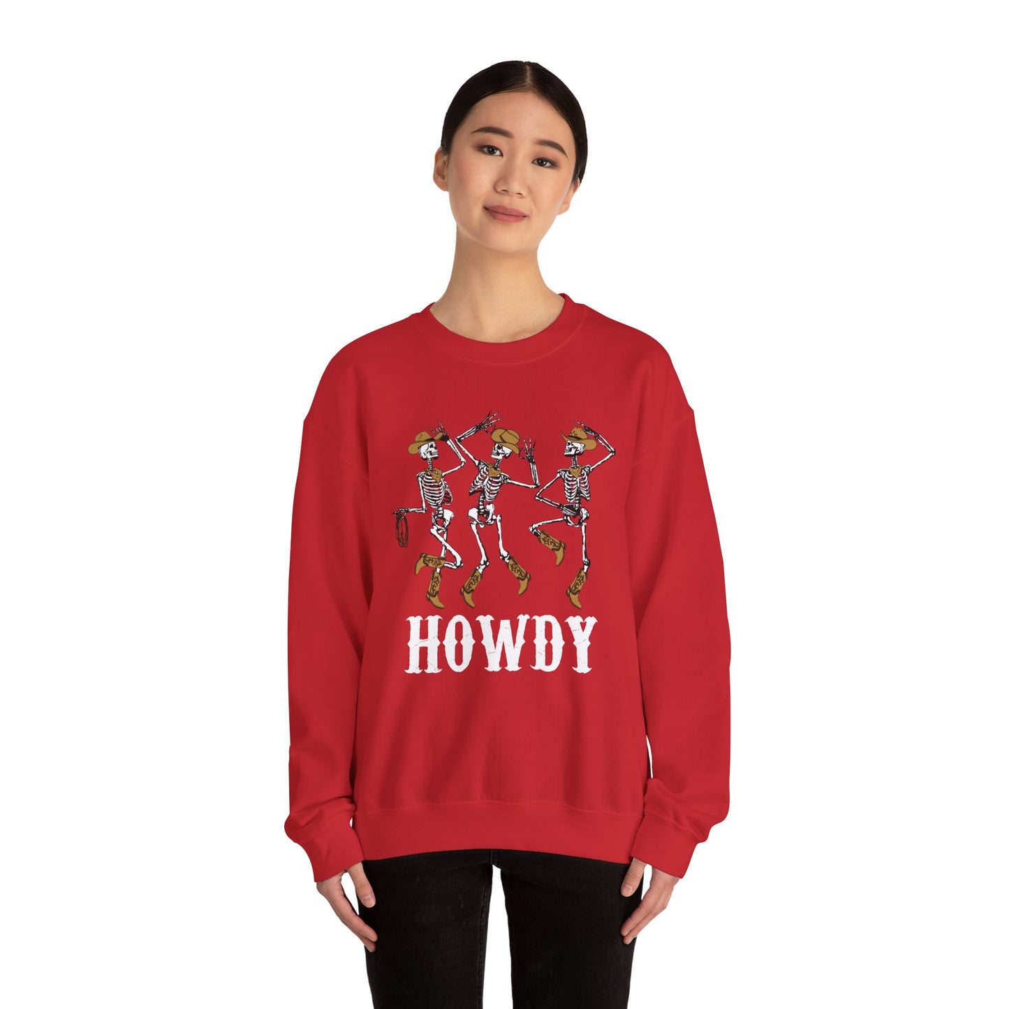 Howdy Cowboy Skeleton Sweatshirt – Western Dancing Boots Horse Pullover