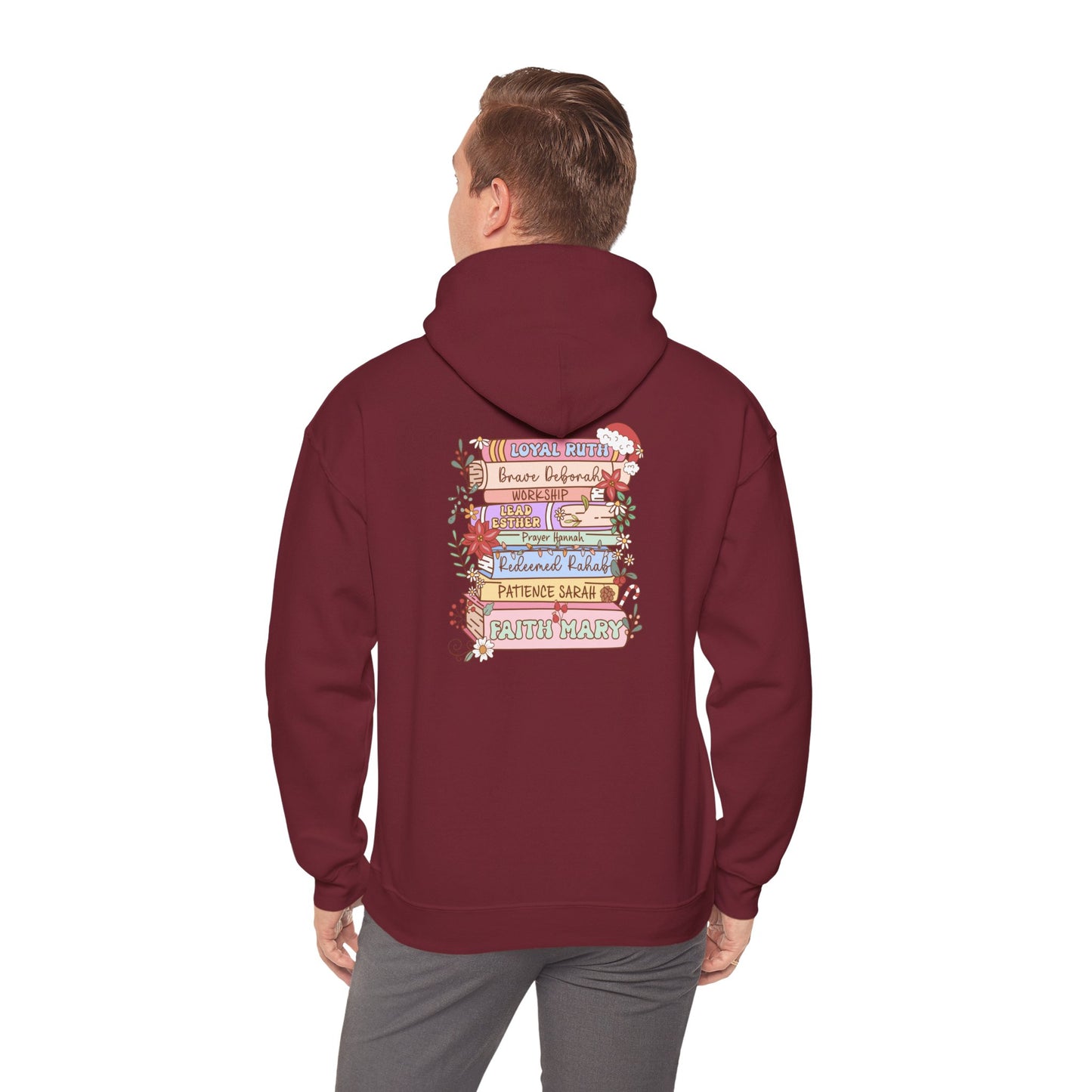 Christmas Bible Verse Hoodie – Christian Faith Jesus Book & Flowers Holiday Pullover