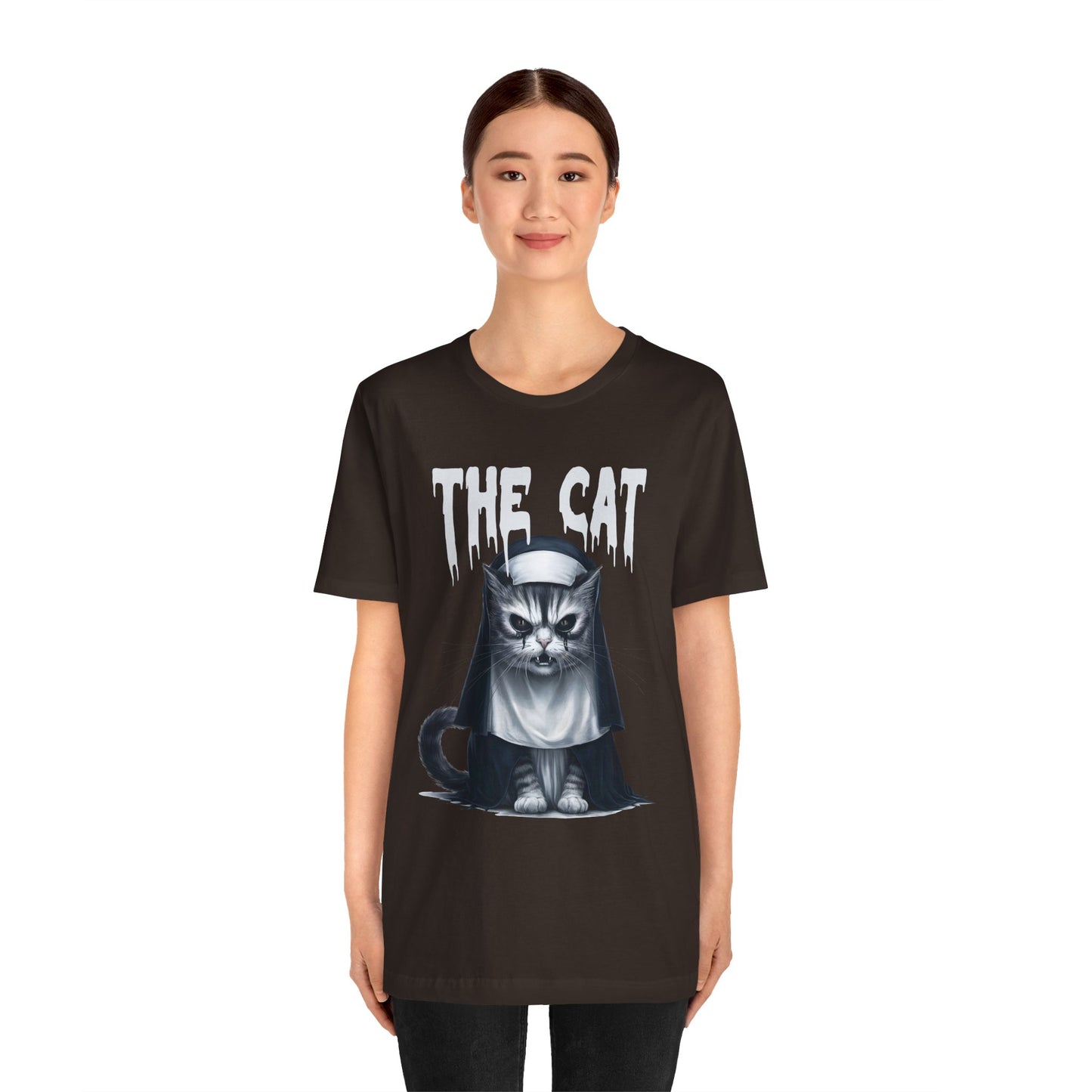 Spooky Cat Nun Halloween Creepy Cat Lovers Spooky Season T-Shirt