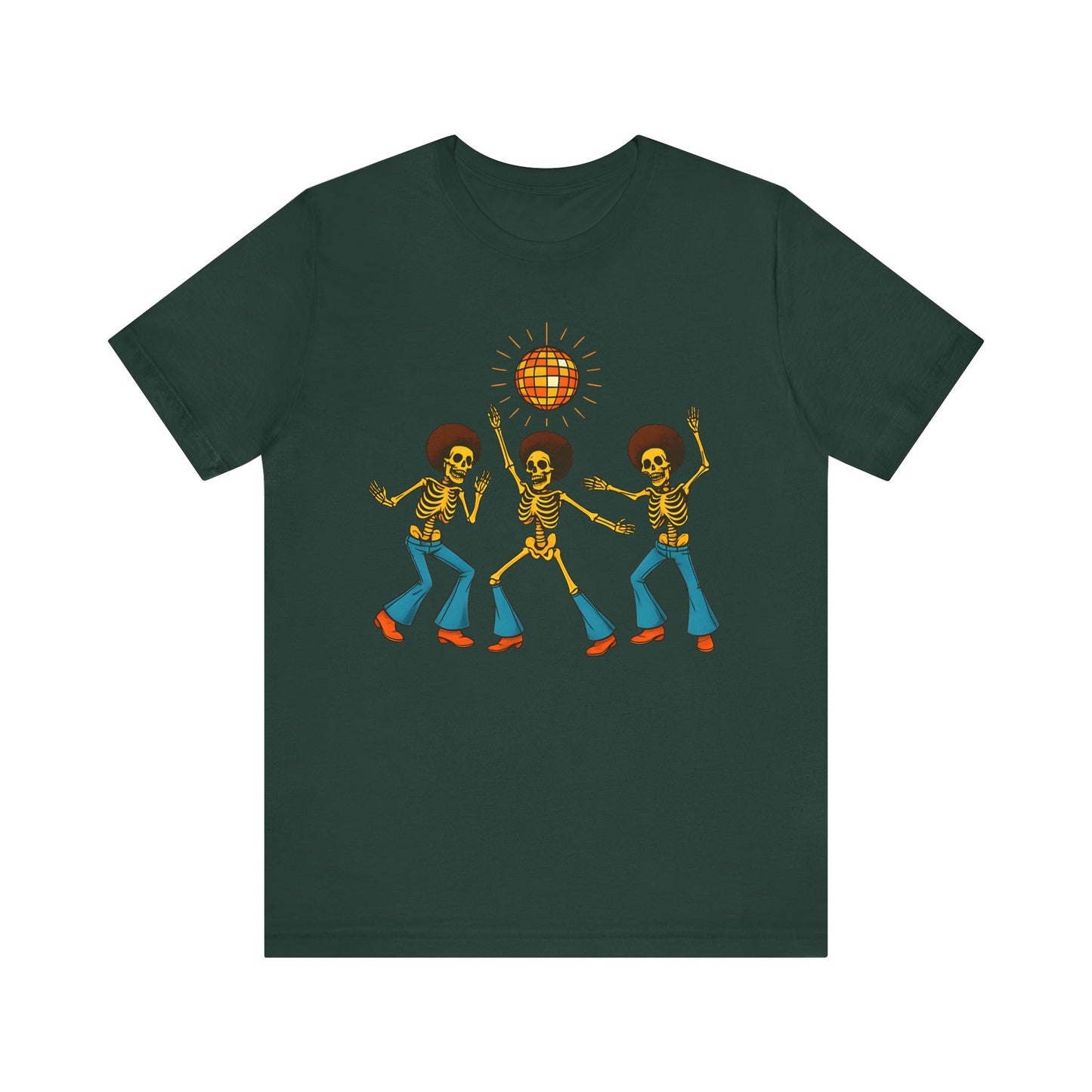 Disco Skeletons Dancing Shirt – Funny Retro 70s Halloween Party Tee