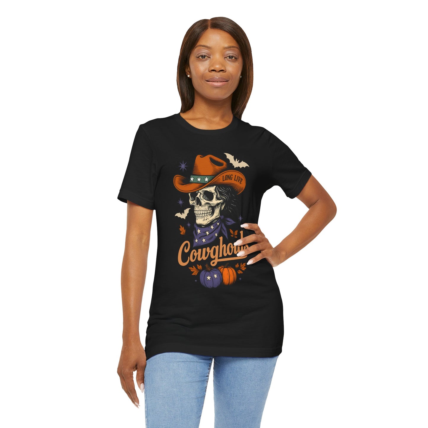 Cowghouls Shirt – Long Live Halloween Skeleton Cowboy Western Ghost Tee