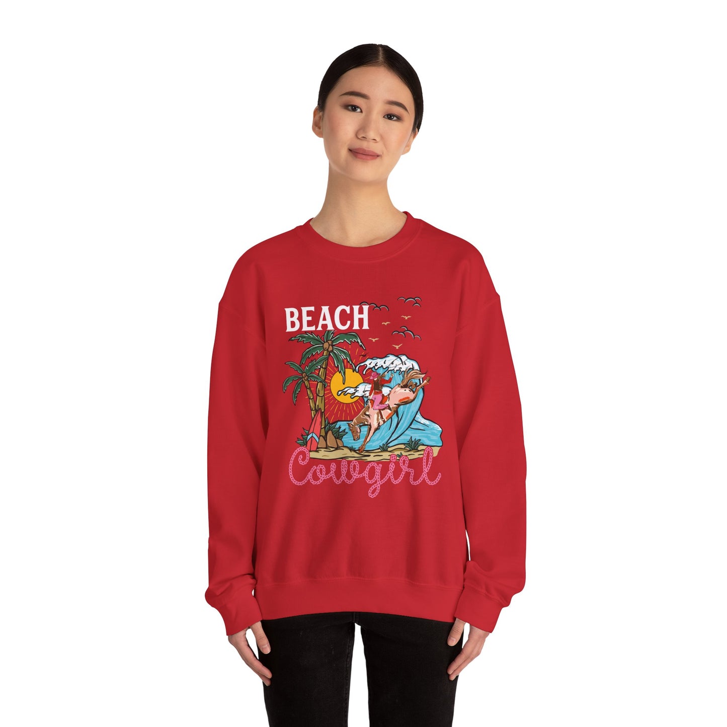 Beach Cowgirl Sweatshirt – Tropical Palm Tree Western Rodeo Texas Pullover