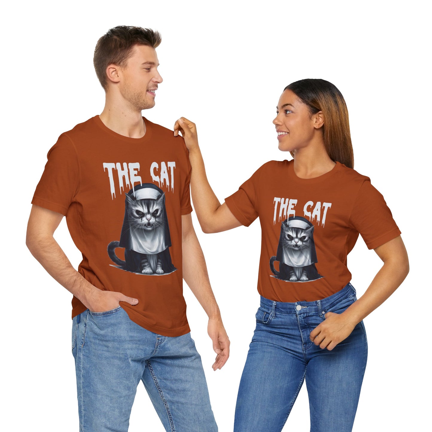Spooky Cat Nun Halloween Creepy Cat Lovers Spooky Season T-Shirt