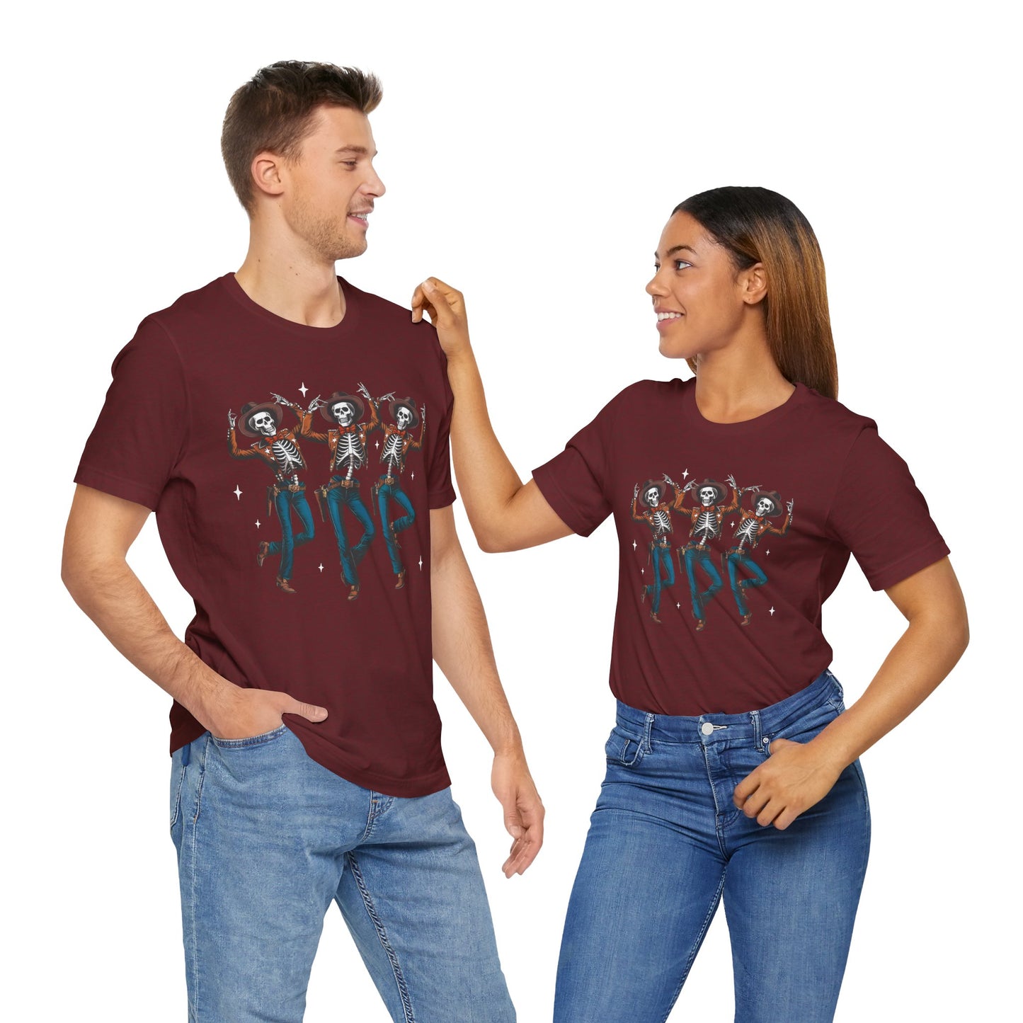 Halloween Western Dancing Skeletons Cowboy Creepy Country T-Shirt