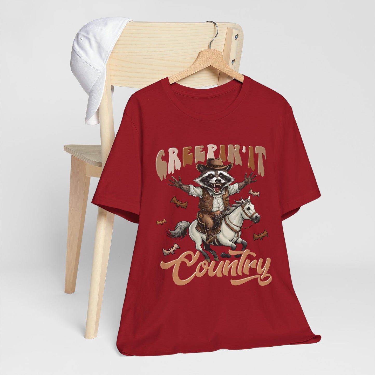 Creepin It Country Creepy Raccoon Halloween Horse Ride Howdy T-Shirt