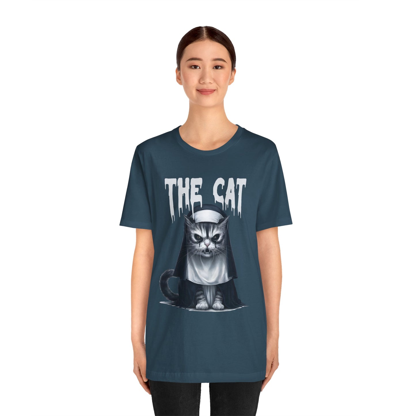 Spooky Cat Nun Halloween Creepy Cat Lovers Spooky Season T-Shirt
