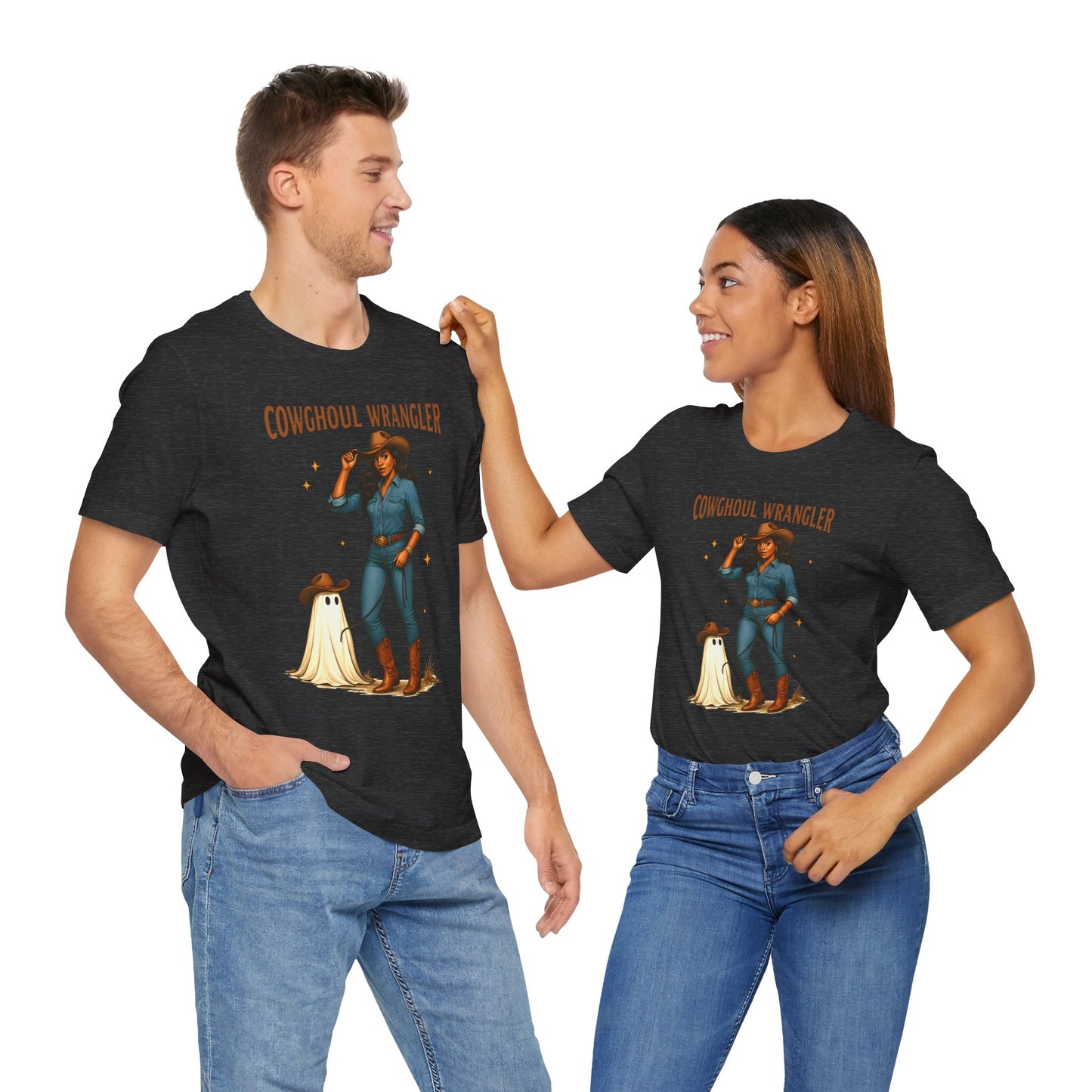 Cowghoul Wrangler Shirt Western Cowgirl Cowboy Ghost Halloween Tee, Spooky Rodeo Fall Outfit