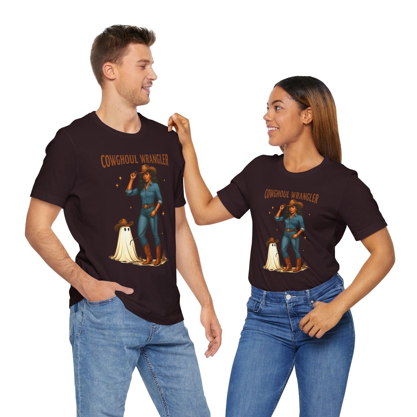 Cowghoul Wrangler Shirt Western Cowgirl Cowboy Ghost Halloween Tee, Spooky Rodeo Fall Outfit