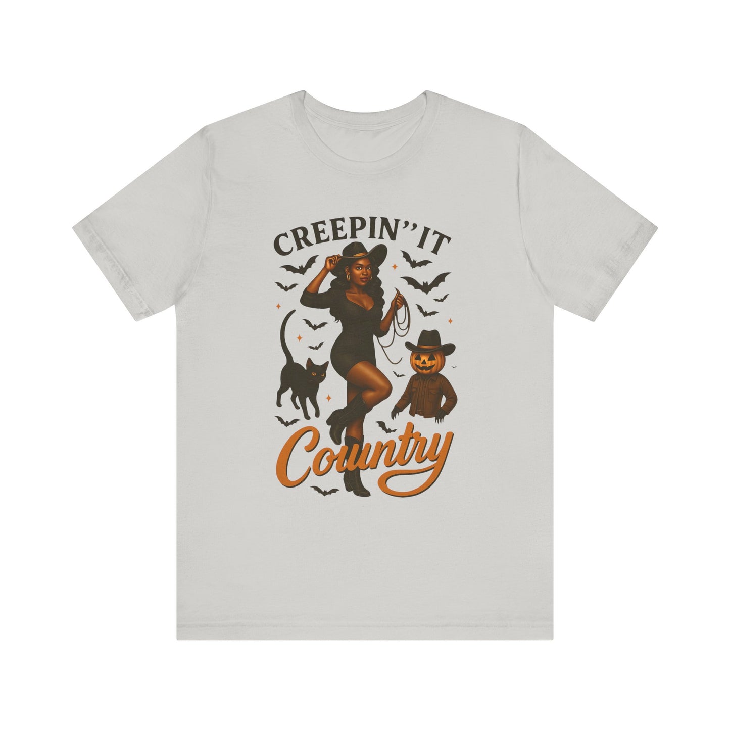 Creepin’ It Country Shirt – Spooky Cowgirl Pumpkin Western Halloween Tee