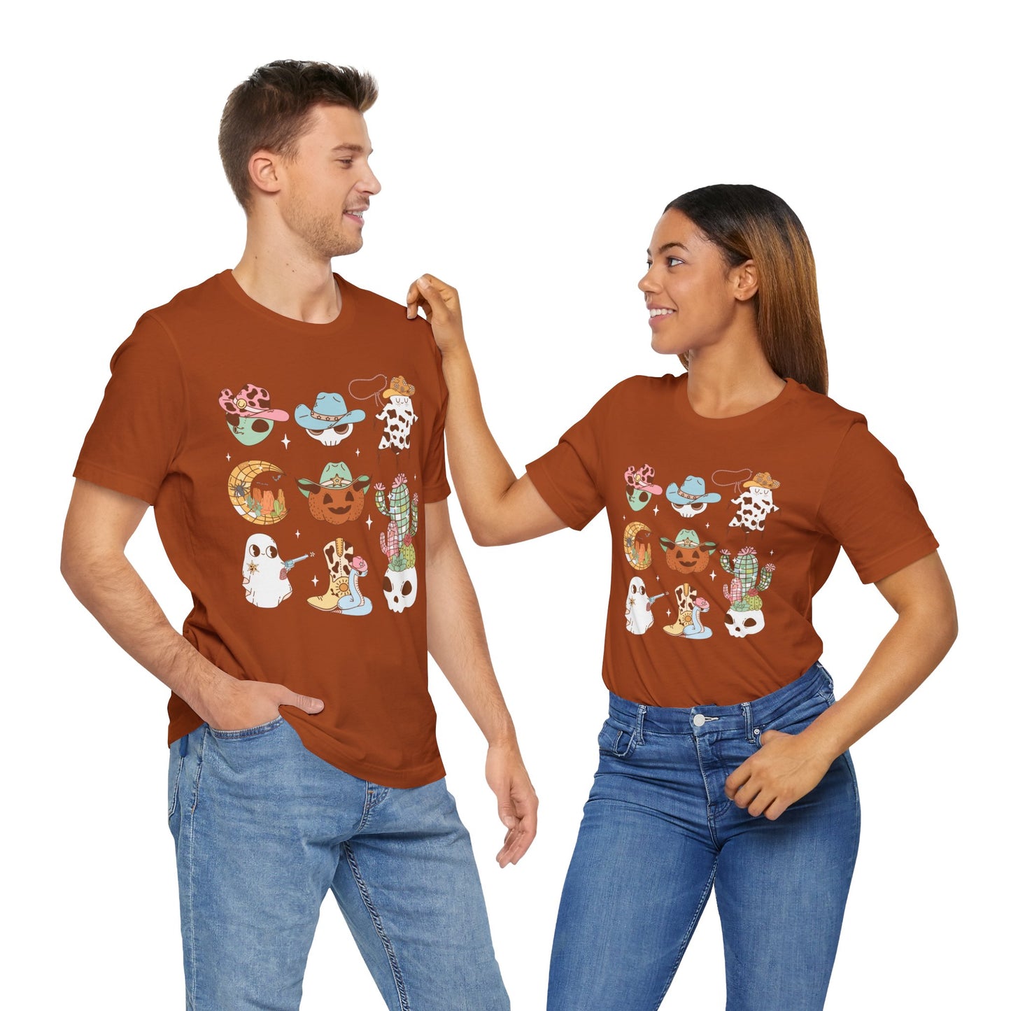 Western Halloween Cowboy Alien Rodeo Skull Spooky Ghost Kids T-Shirt