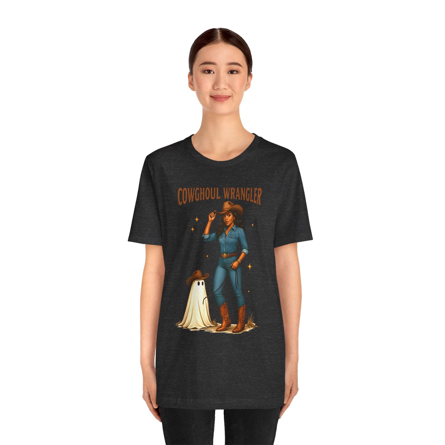 Cowghoul Wrangler Shirt Western Cowgirl Cowboy Ghost Halloween Tee, Spooky Rodeo Fall Outfit