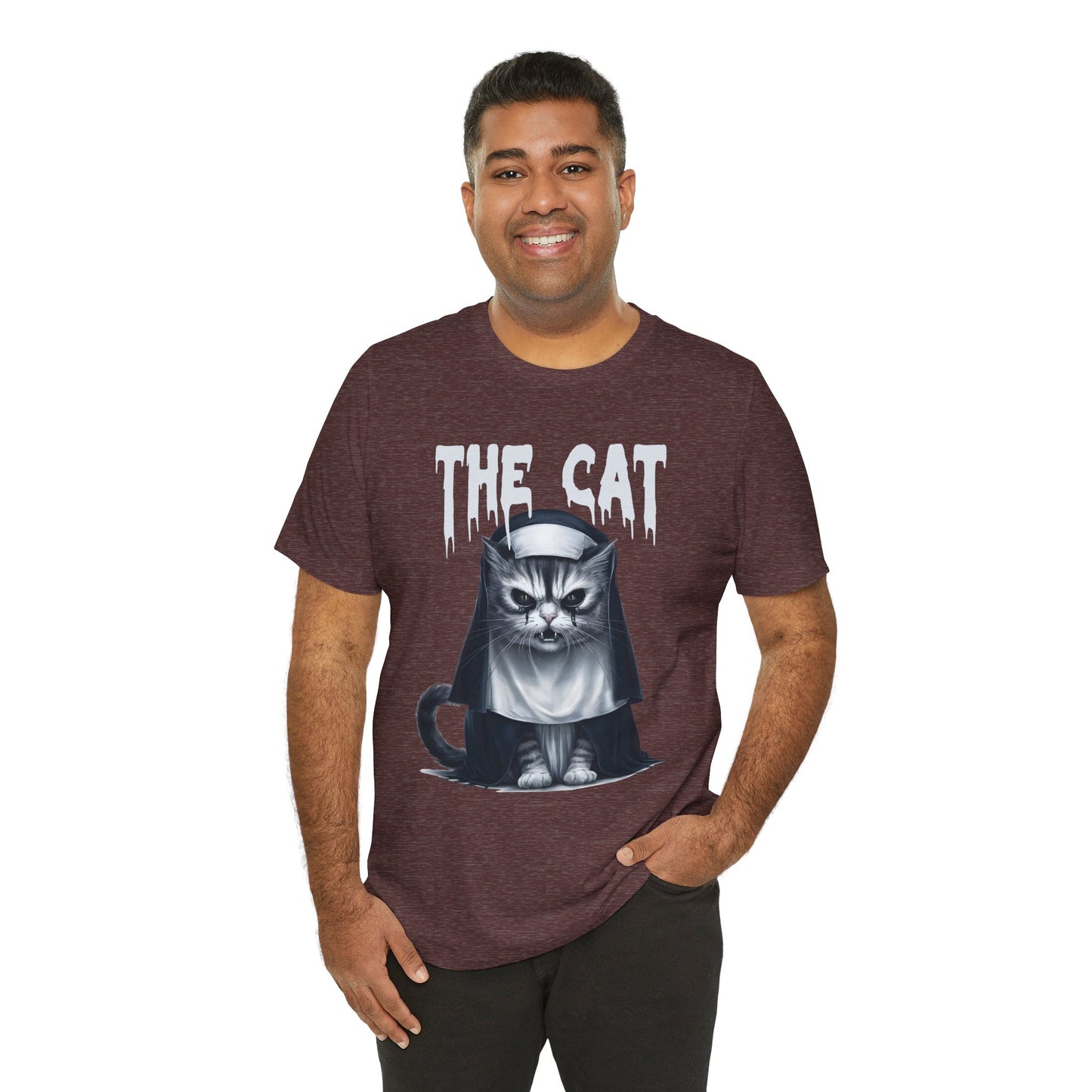 Spooky Cat Nun Halloween Creepy Cat Lovers Spooky Season T-Shirt