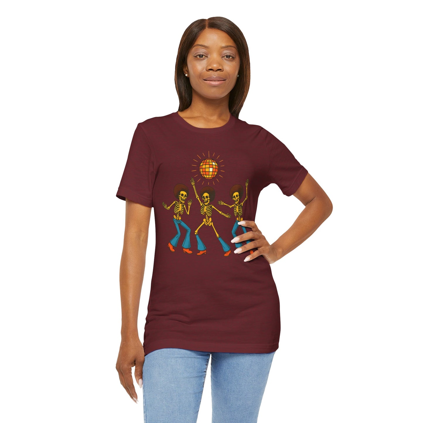 Disco Skeletons Dancing Shirt – Funny Retro 70s Halloween Party Tee