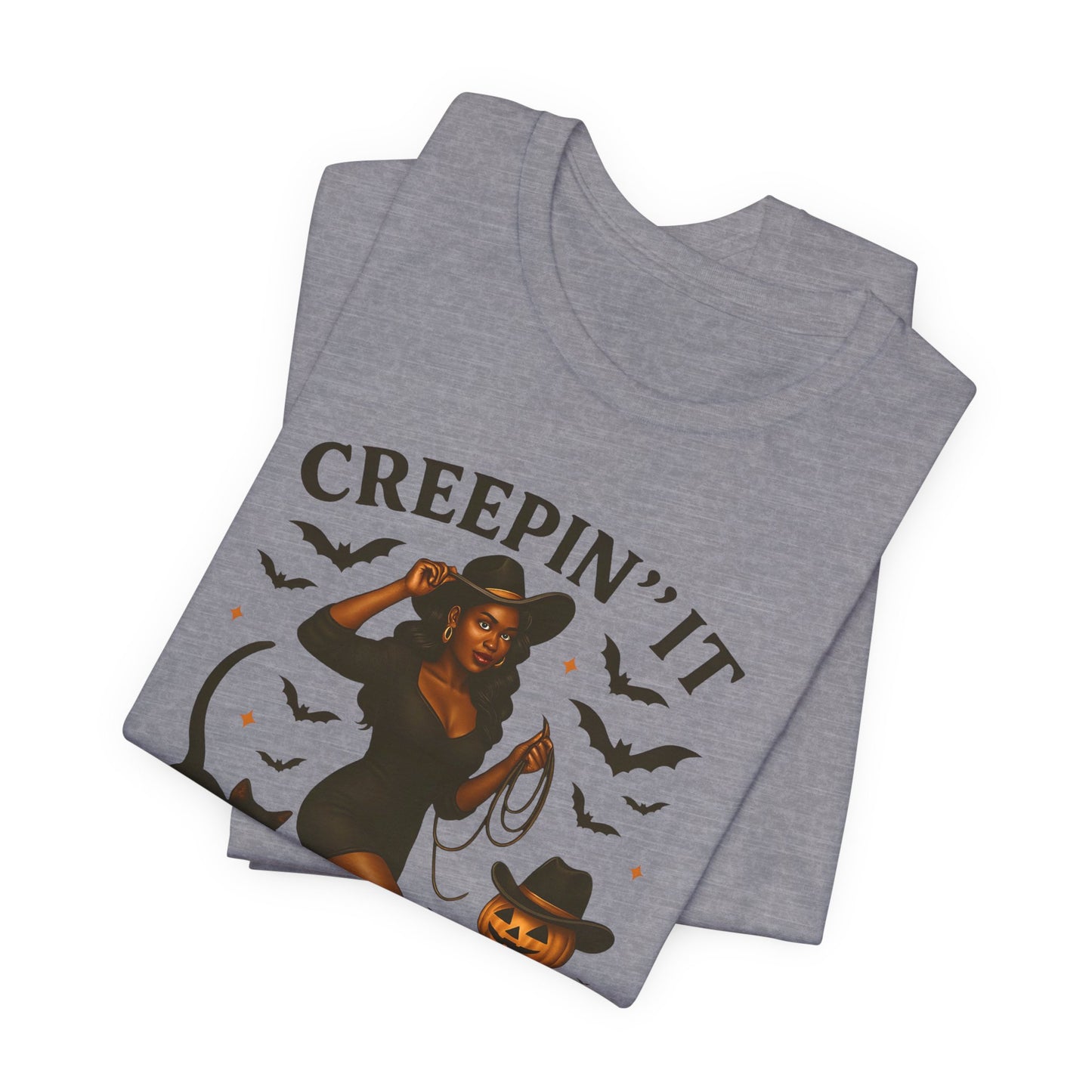 Creepin’ It Country Shirt – Spooky Cowgirl Pumpkin Western Halloween Tee