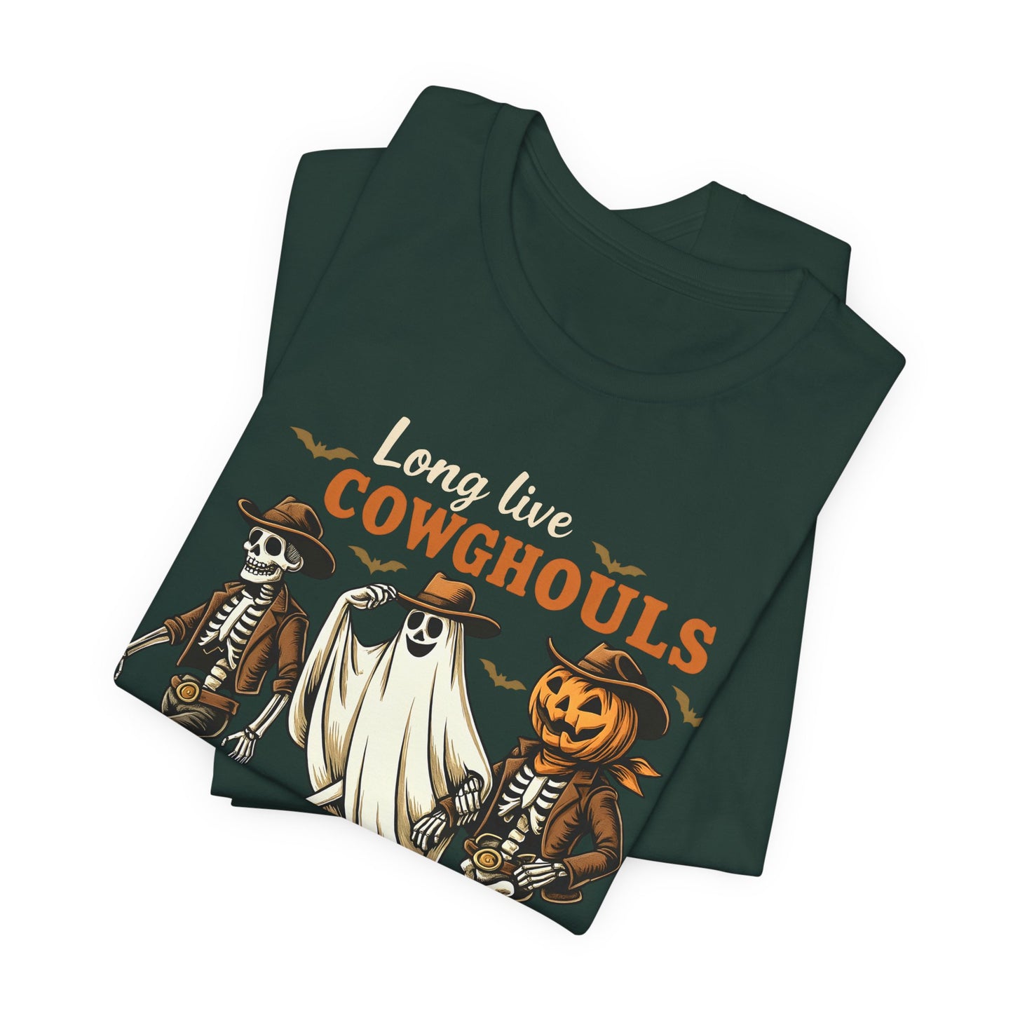 Long Live Cowghouls Shirt Western Halloween Skeleton Ghost Pumpkin Tee, Spooky Cowgirl Fall Outfit