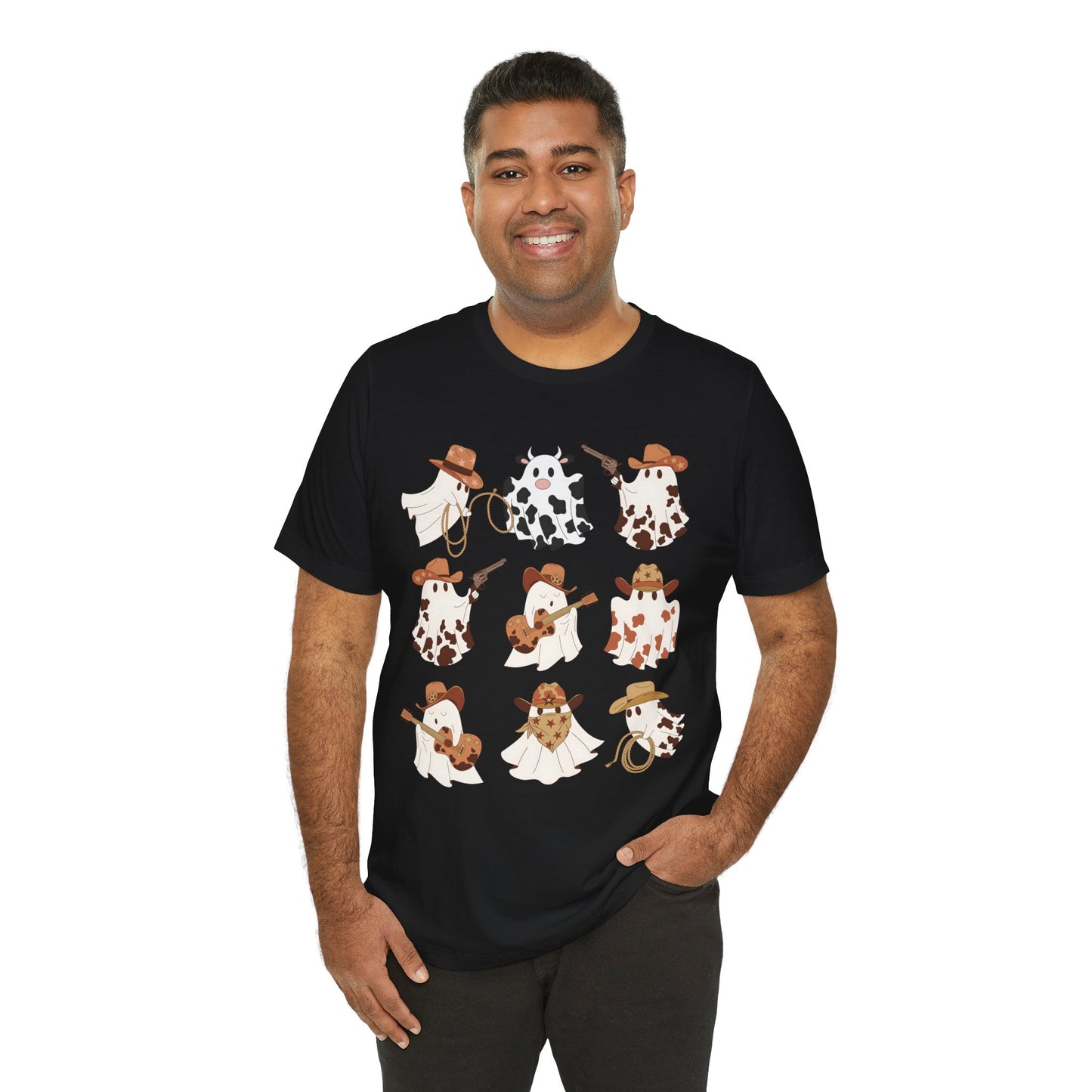 Ghost Cowboy Halloween Western Country Boo Guitar Cowgirl T-Shirt