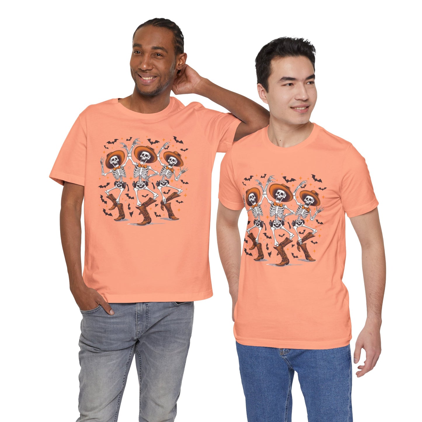 Dancing Skeleton Cowboy Western Rodeo Halloween Spooky Vibes T-Shirt