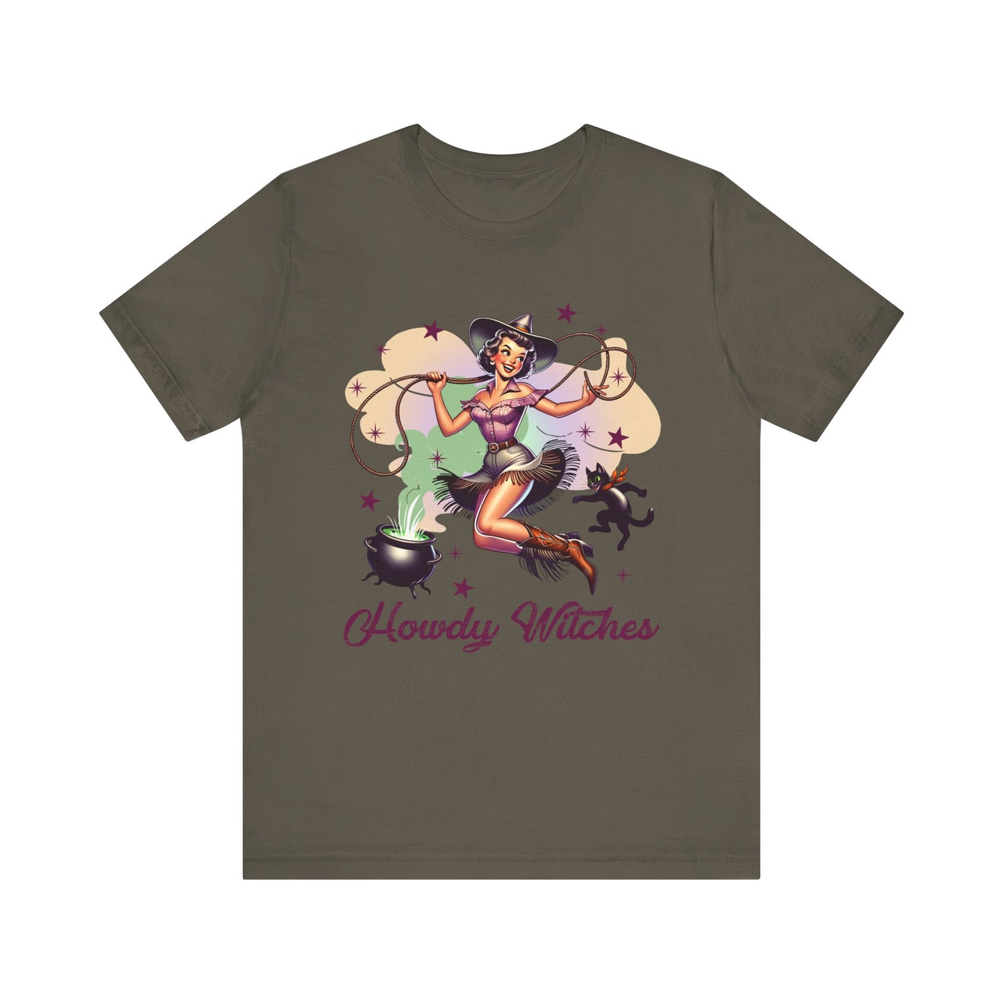 Howdy Witches Cowgirl Halloween Rodeo Western Black Cat T-Shirt