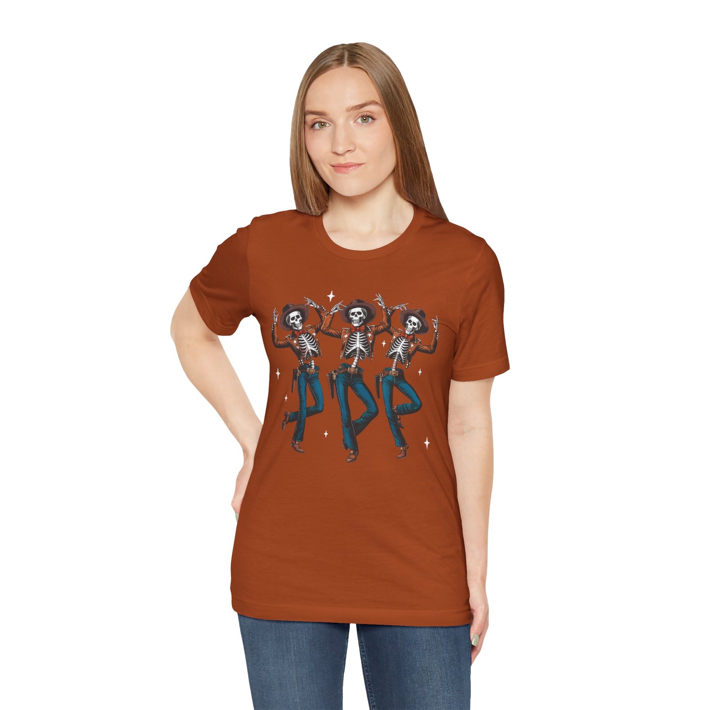 Halloween Western Dancing Skeletons Cowboy Creepy Country T-Shirt