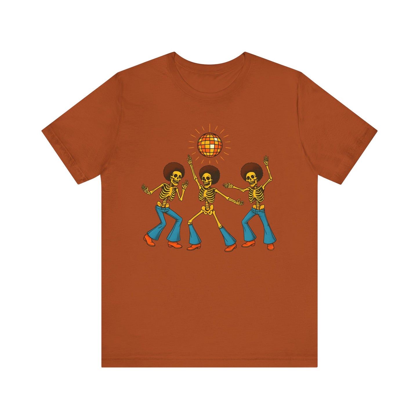 Disco Skeletons Dancing Shirt – Funny Retro 70s Halloween Party Tee