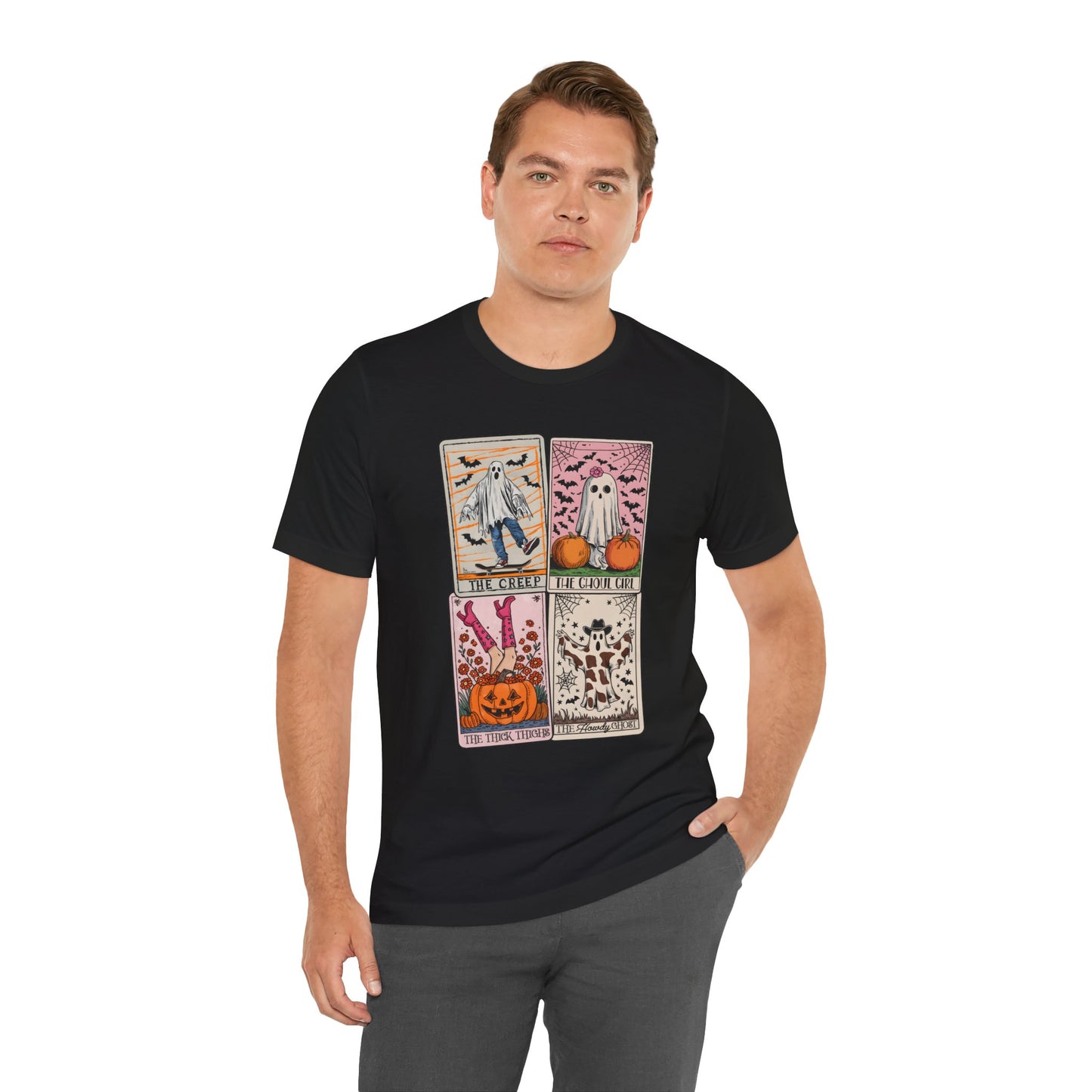 Halloween Tarot Card Ghost Shirt – The Creep, The Ghoul Girl, The Floaty Tee