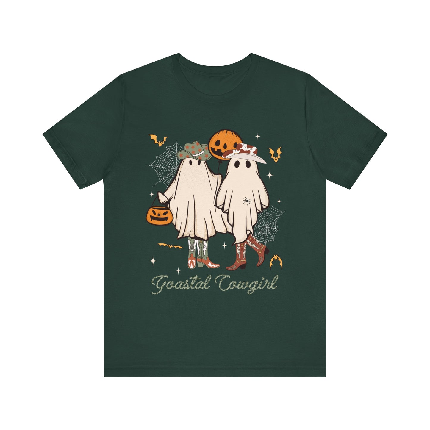 Ghostal Coastal Cowgirl T-Shirt, Western Ghost Halloween Tee, Spooky Cute Rodeo Shirt