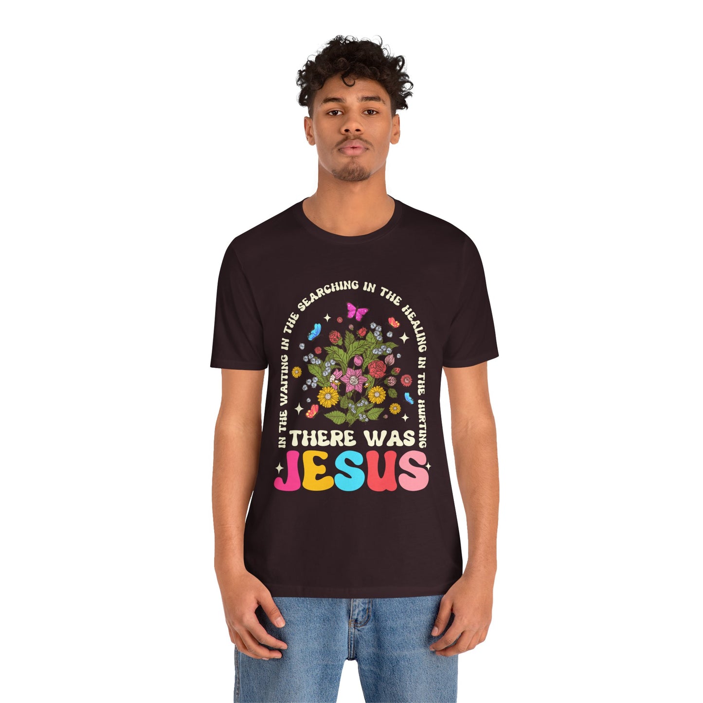 There Was Jesus Shirt – Groovy Floral Retro Christian Worship Lyric Faith Tee