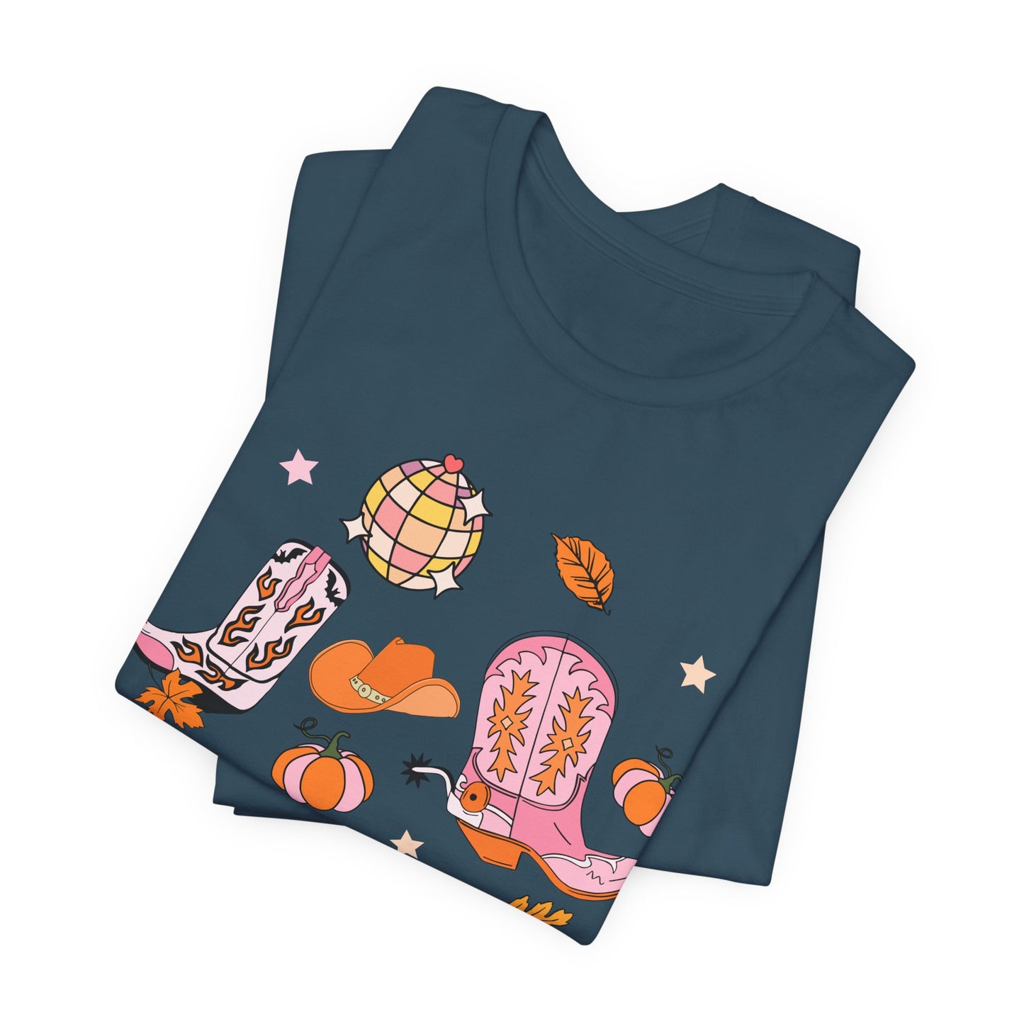Boot Scootin Spooky Howdy Western Halloween Thanksgiving T-Shirt, Retro Cowgirl Fall Tee