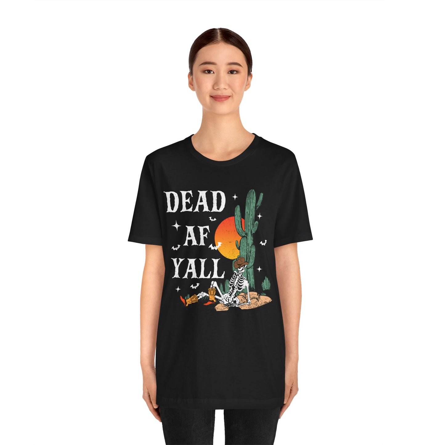 Dead AF Y’all Shirt – Western Skeleton Cowboy Spooky Halloween Tee