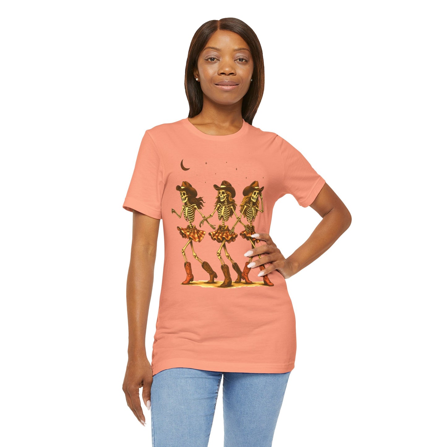 Skeleton Cowgirls Shirt Line Dancing Western Halloween Rodeo Tee