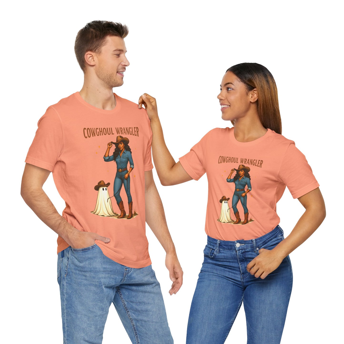 Cowghoul Wrangler Shirt Western Cowgirl Cowboy Ghost Halloween Tee, Spooky Rodeo Fall Outfit
