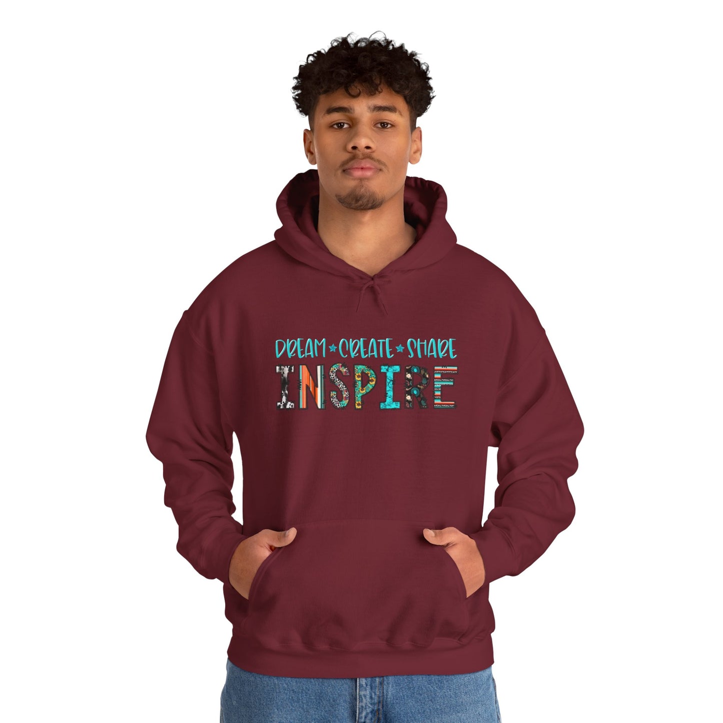 Dream Create Share Inspire Hoodie – Motivational Teacher Western Pullover