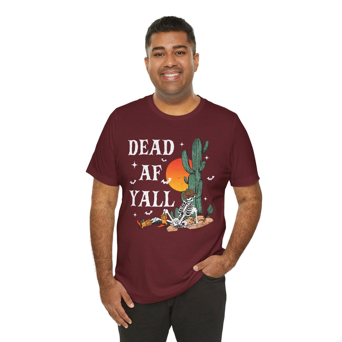 Dead AF Y’all Shirt – Western Skeleton Cowboy Spooky Halloween Tee