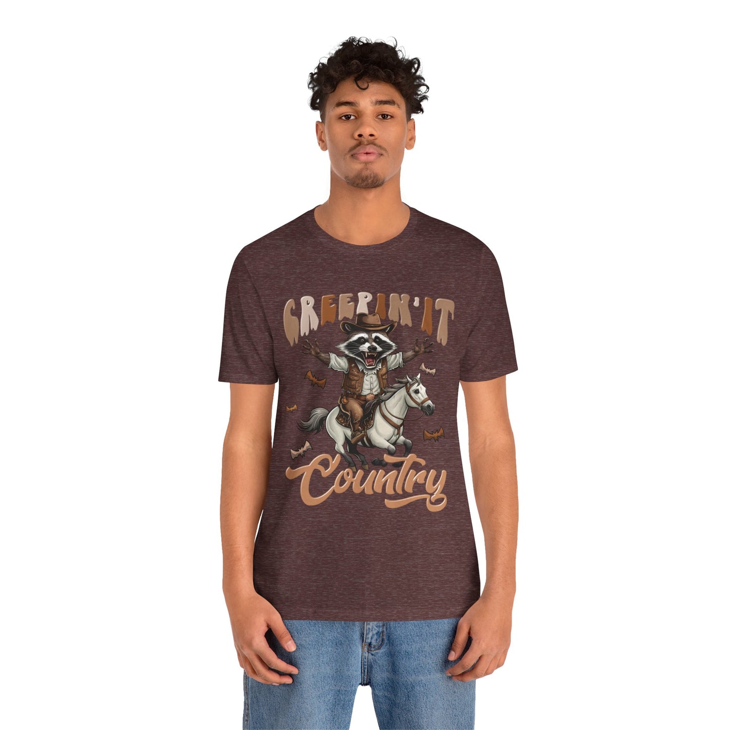 Creepin It Country Creepy Raccoon Halloween Horse Ride Howdy T-Shirt