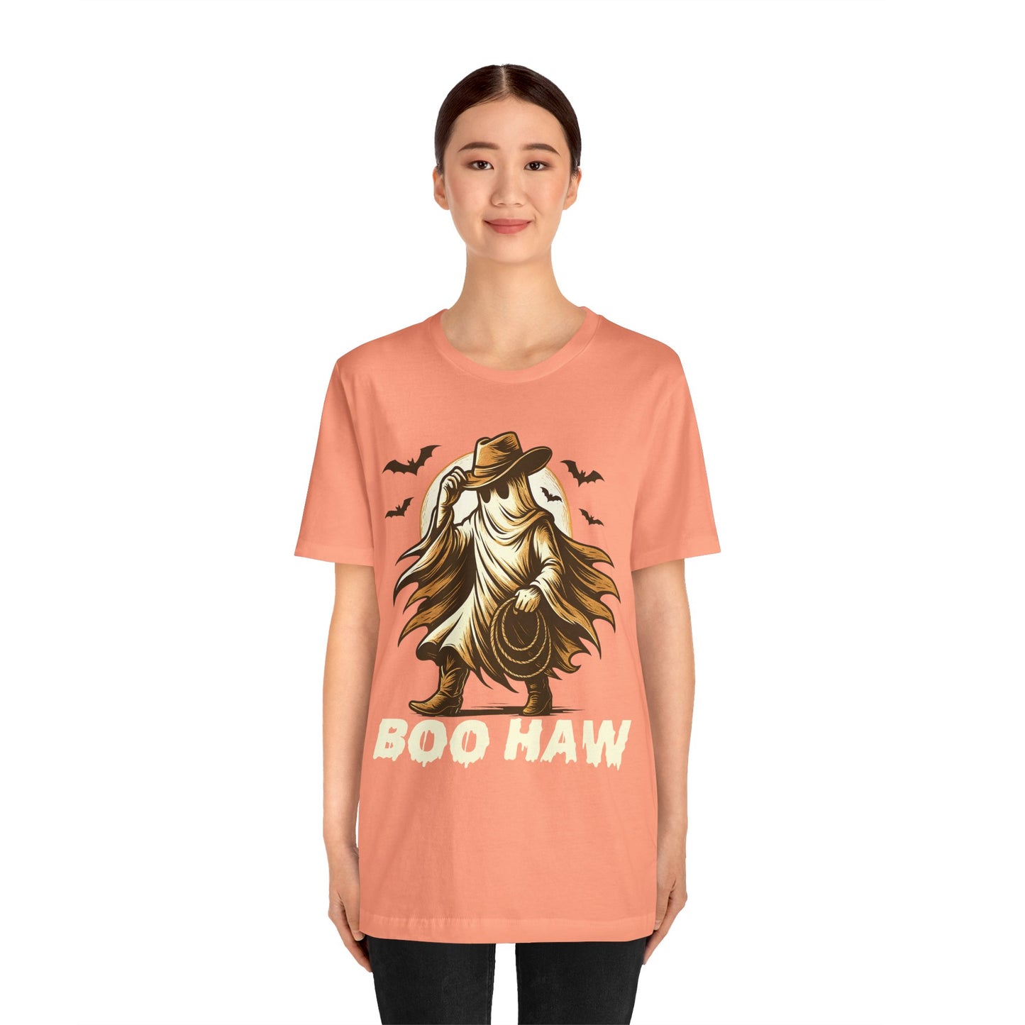 Boo Haw Shirt Ghost Cowboy Western Halloween Tee, Funny Rodeo Spirit Fall Outfit