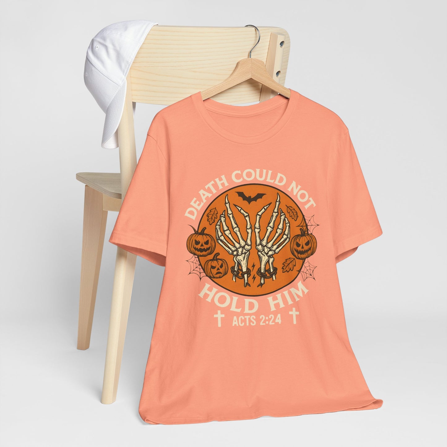 Death Could Not Hold Him Shirt – Christian Skeleton Hands Halloween Tee