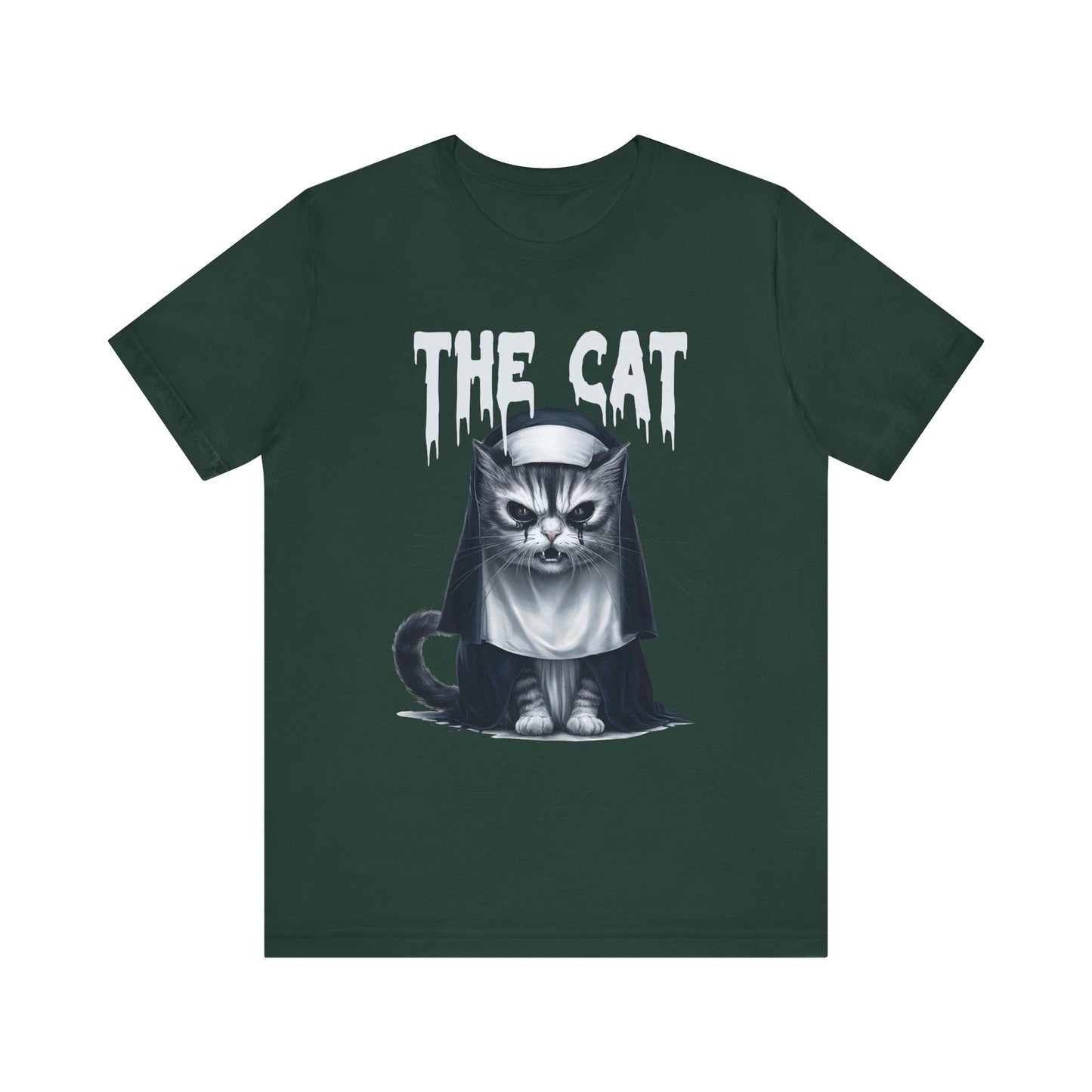 Spooky Cat Nun Halloween Creepy Cat Lovers Spooky Season T-Shirt