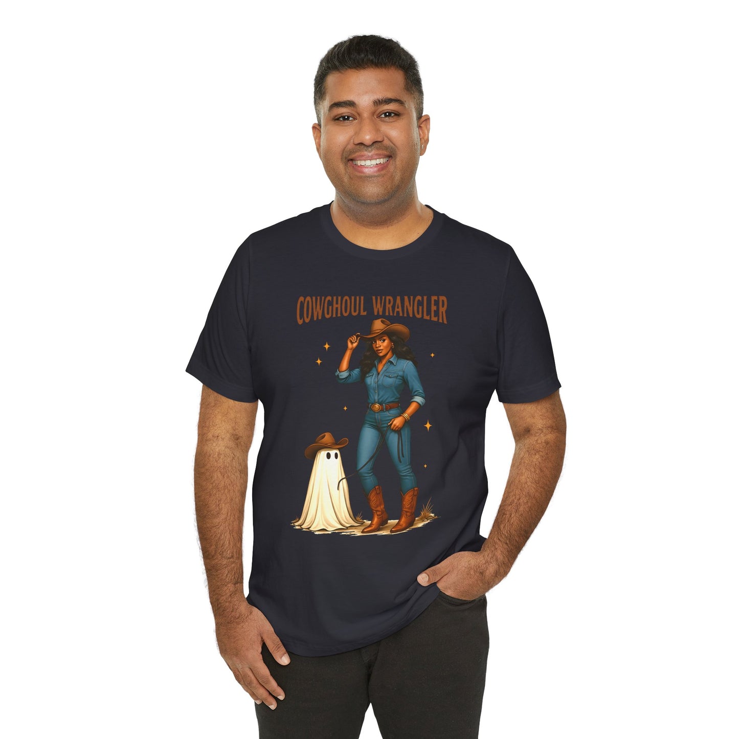 Cowghoul Wrangler Shirt Western Cowgirl Cowboy Ghost Halloween Tee, Spooky Rodeo Fall Outfit