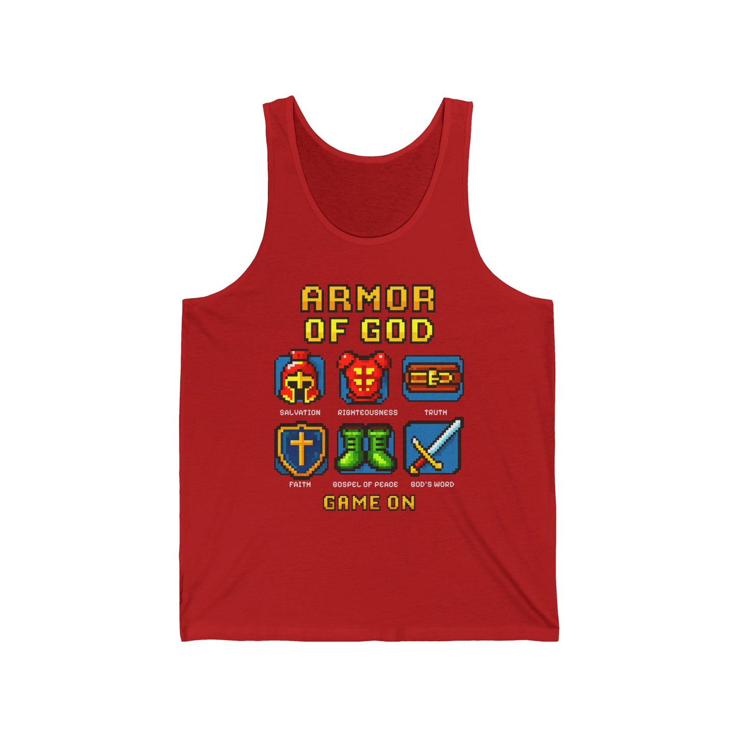 Armor of God Pixel Tank – Christian Video Game Faith Unisex Jersey for Youth & Adults