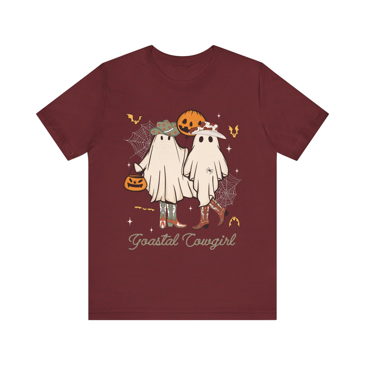 Ghostal Coastal Cowgirl T-Shirt, Western Ghost Halloween Tee, Spooky Cute Rodeo Shirt