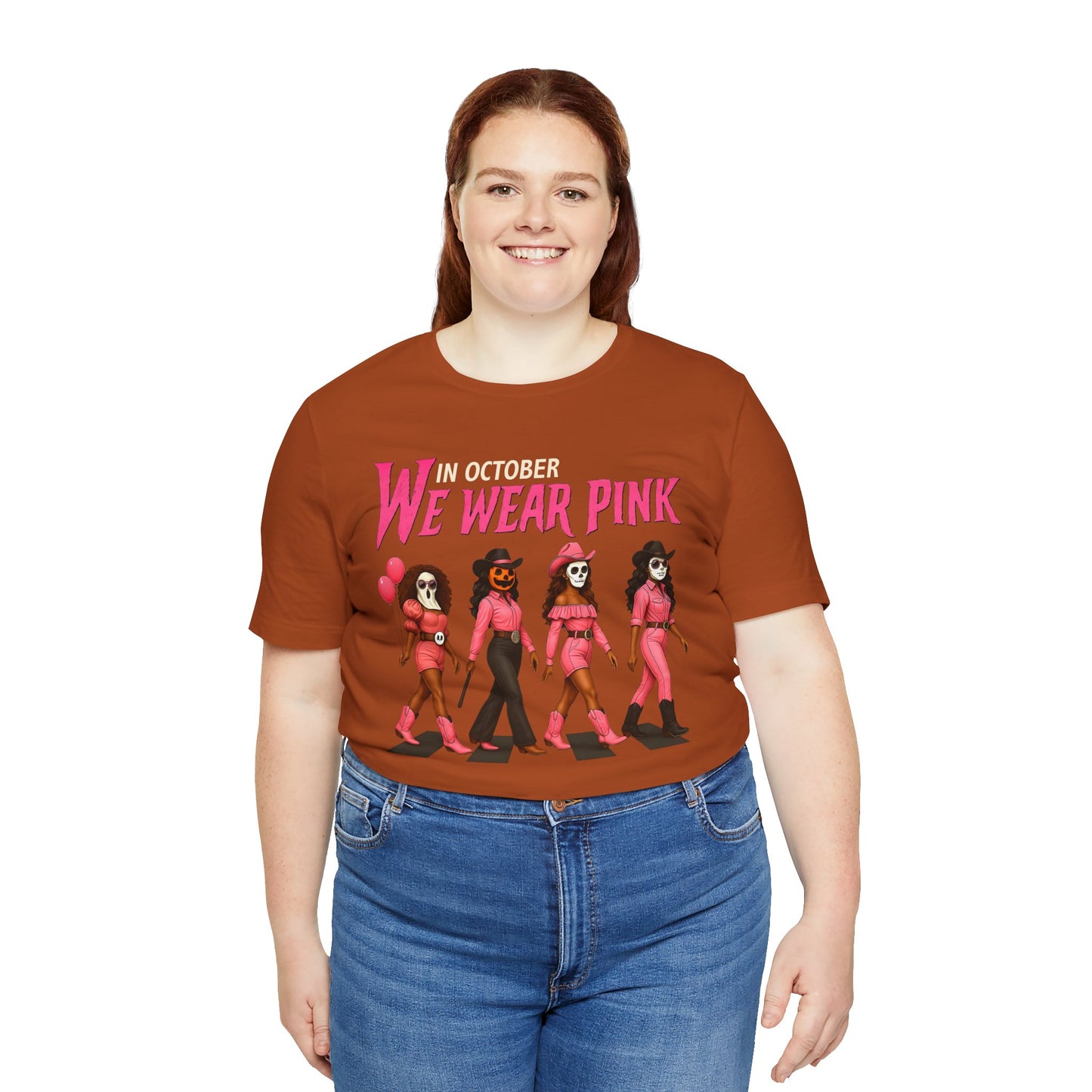 In October We Wear Pink Shirt – Spooky Cowgirl Western Halloween Tee