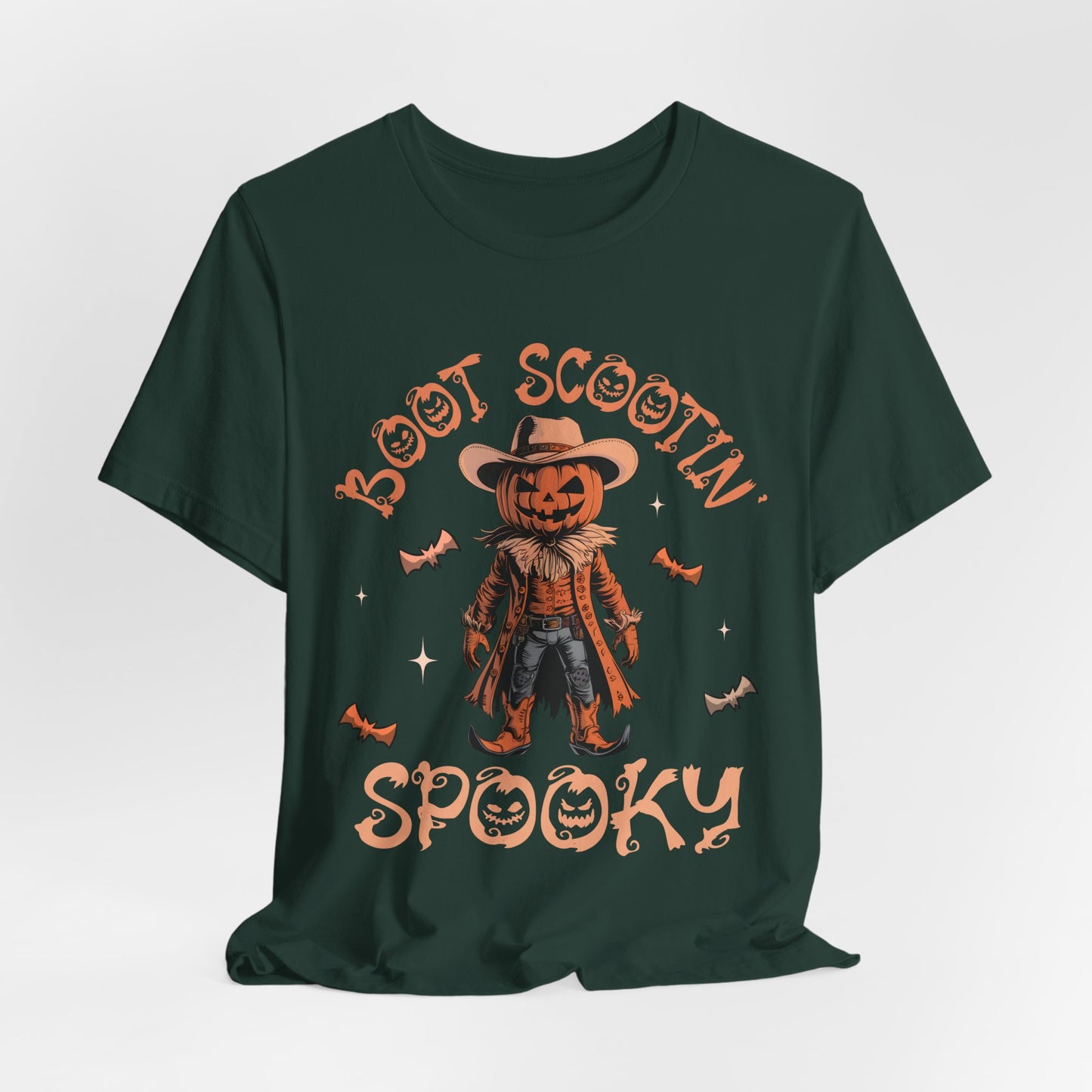 Boot Scootin’ Spooky Shirt – Funny Cowboy Pumpkin Head Western Halloween Tee