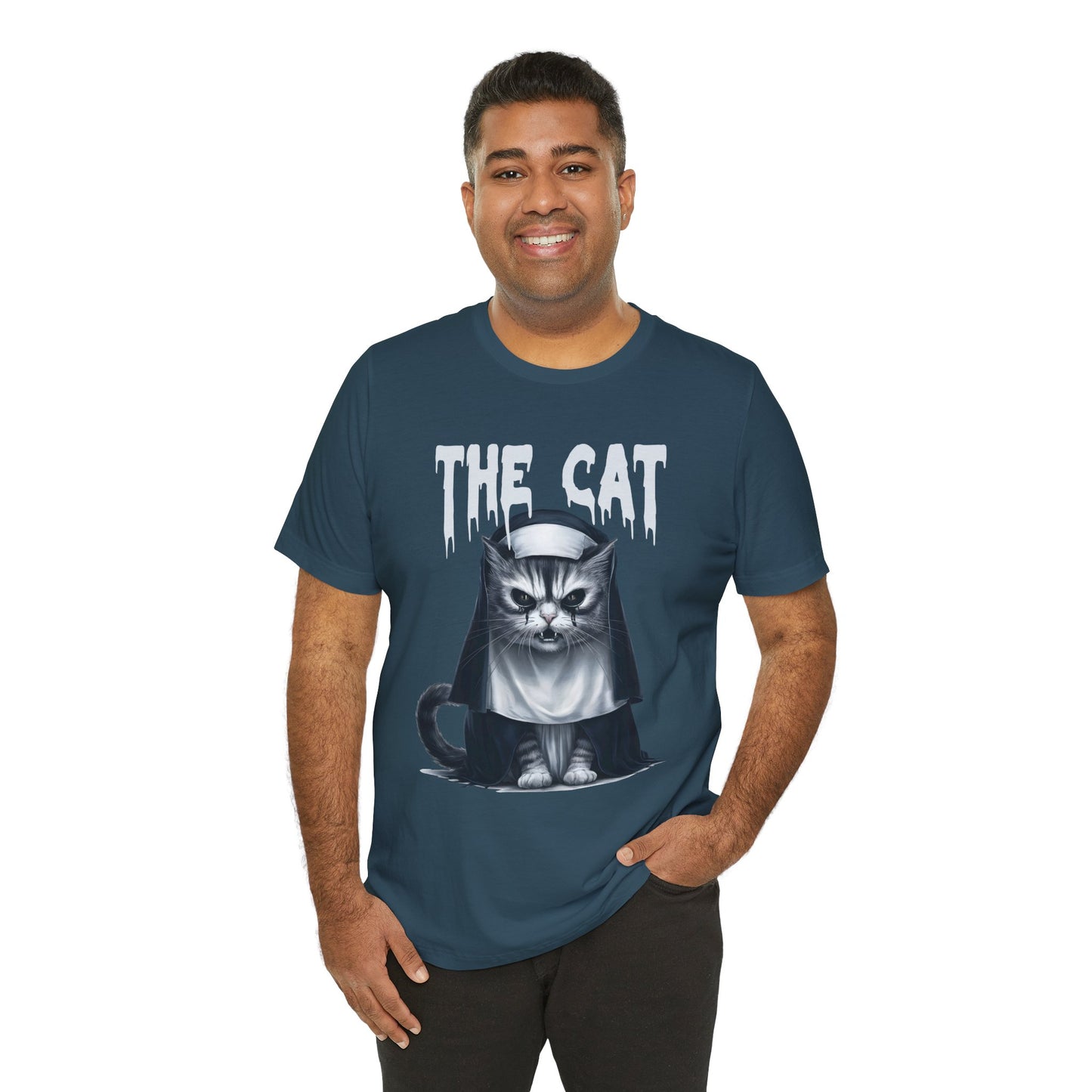 Spooky Cat Nun Halloween Creepy Cat Lovers Spooky Season T-Shirt